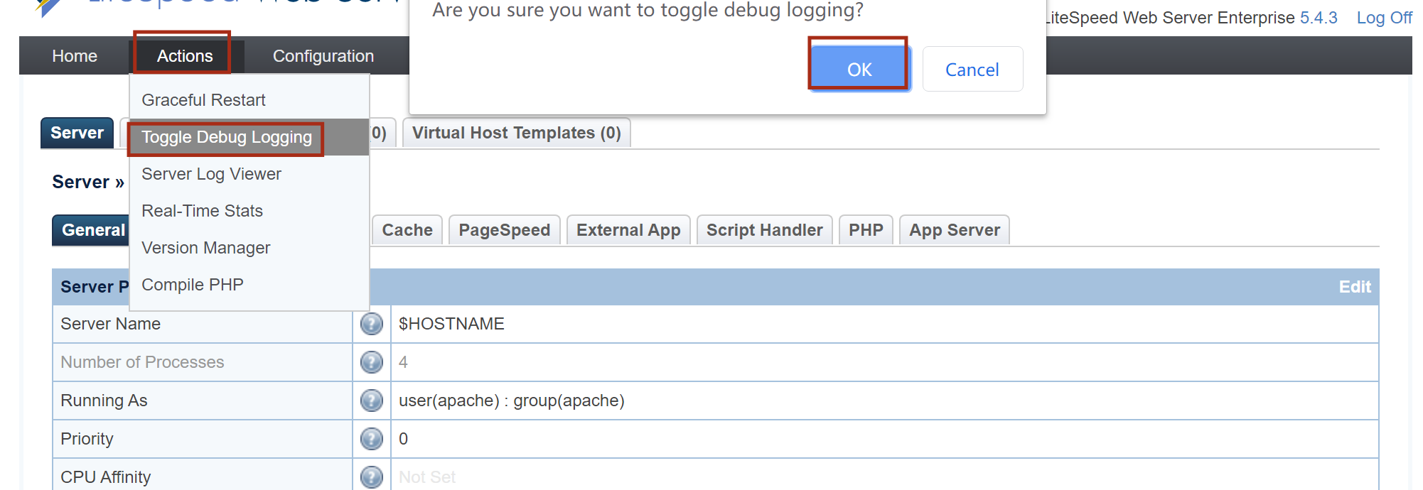 !Confirm Debug Logging