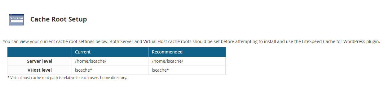 !Litespeed Cache Root Setup
