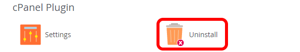 !WHM Plugin "CPanel Plugin" Section With User-end CPanel Plugin Uninstall Icon Circled
