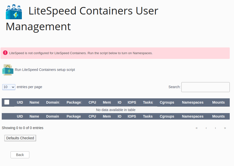 !Plesk Plugin "LiteSpeed Containers Needs Setup"