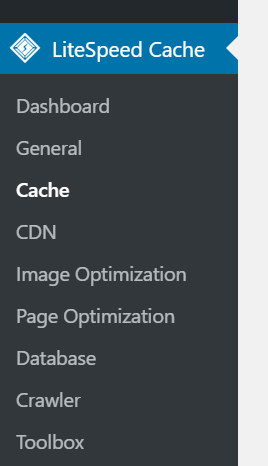 LiteSpeed Cache for WordPress Menu