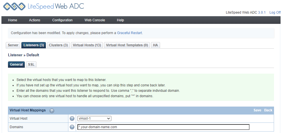 !Map a vhost to the listener
